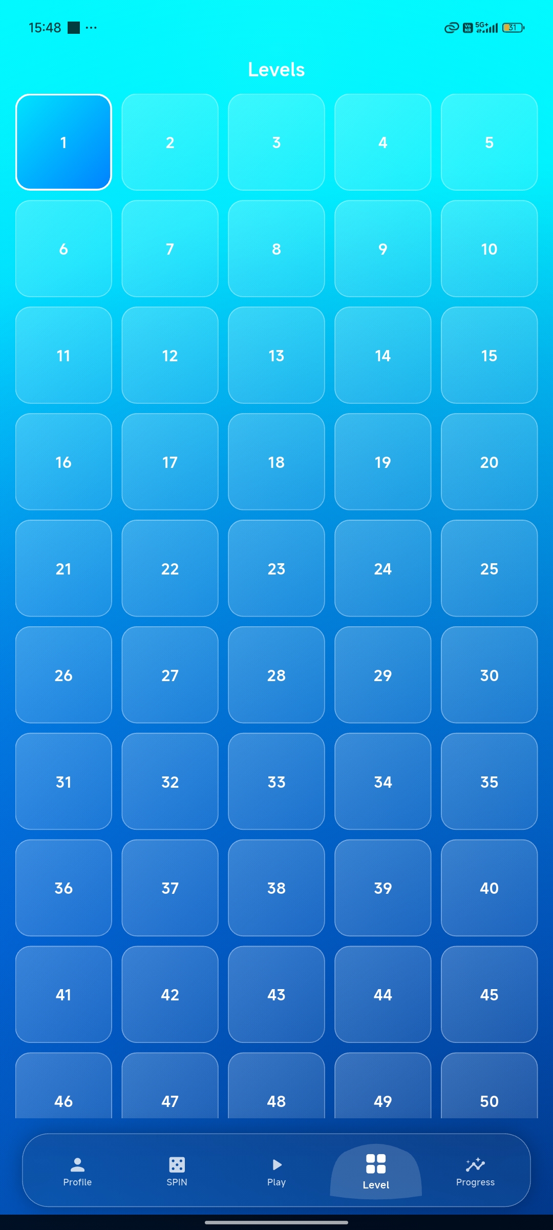 Sort The Nuts : Sort Puzzle level selection map showing progression grid